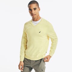 NAVTECH V-NECK SWEATER,Light Gold,large