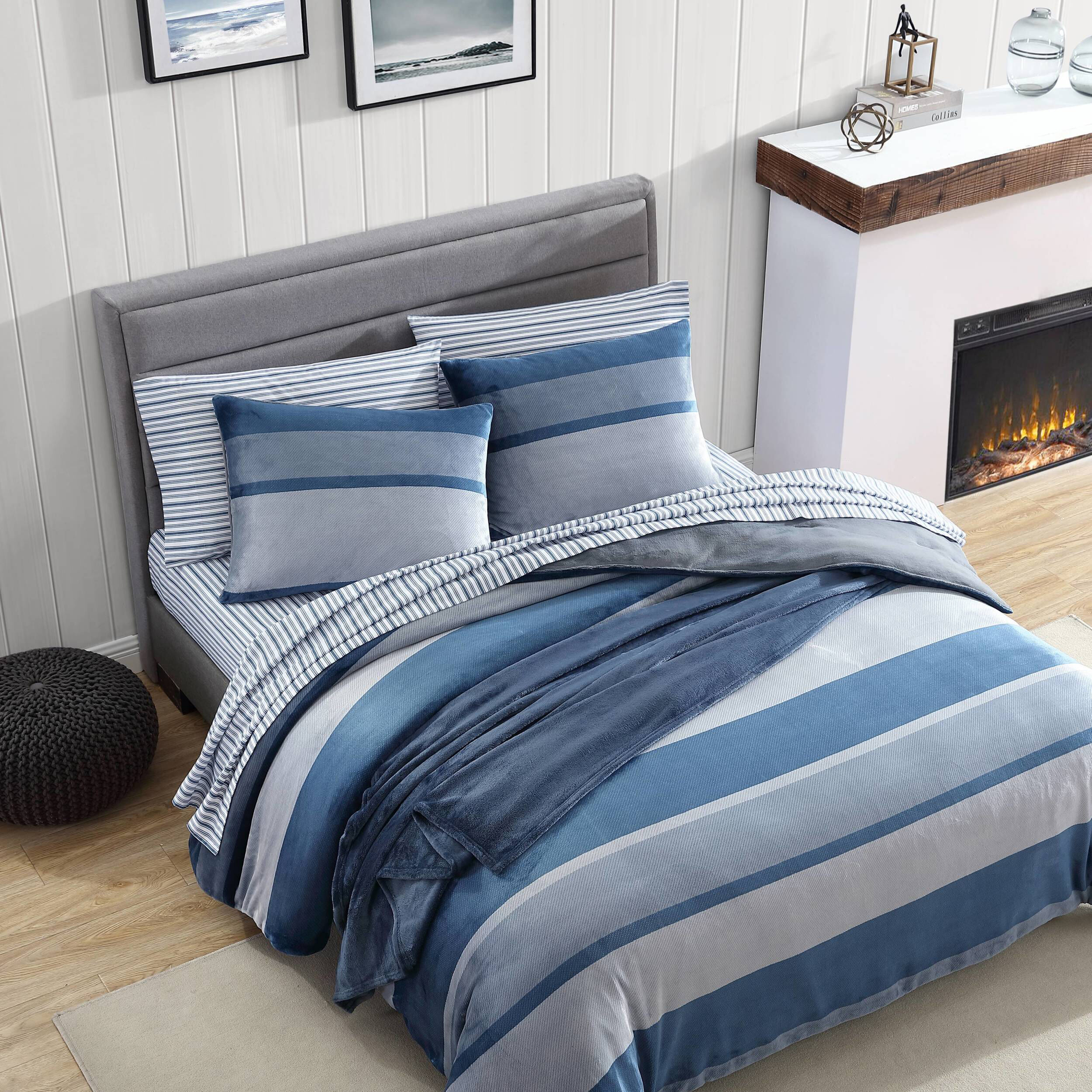 LINDEN TWIN REVERSIBLE COMFORTER AND SHAM SET | Nautica