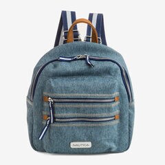 Sea City Compact Denim Backpack,Navy Dusk,large