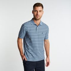 CLASSIC FIT STRIPED DECK POLO,Anchor Blue Heather,large