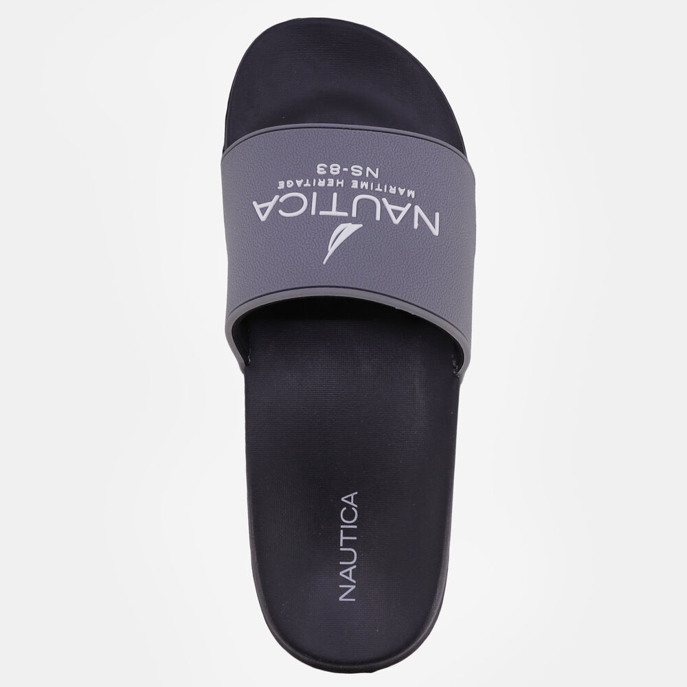 TONAL LOGO-EMBOSSED SLIDE SANDAL,Rust Blue Wash Outlet,large