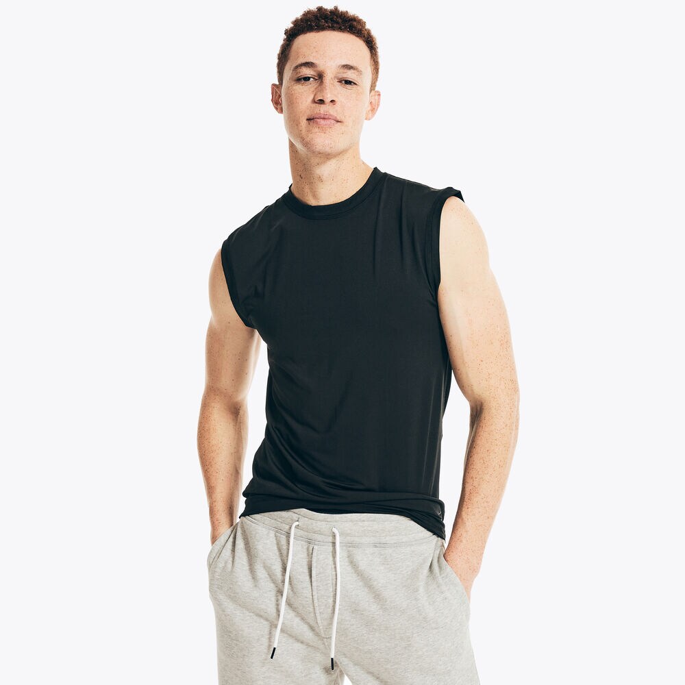 SOLID MUSCLE TANK,Black,large