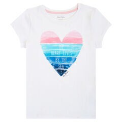 Little Girls' Watercolor Heart Graphic Tee (2T-8),Sail White,large