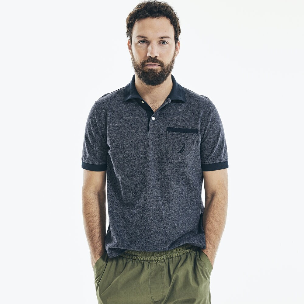 CLASSIC FIT POCKET POLO,Navy,large