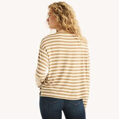 Pieced Striped Top,Coastal Tan,large