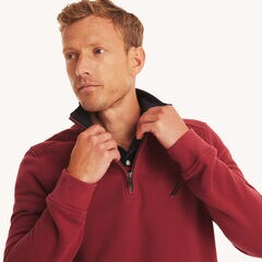 Quarter-Zip Pullover Sweatshirt,Vintage Berry,large