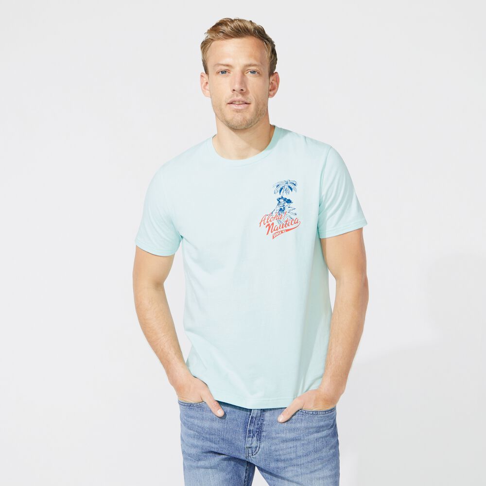 HAWAIIAN GRAPHIC TEE,Aquabreeze,large