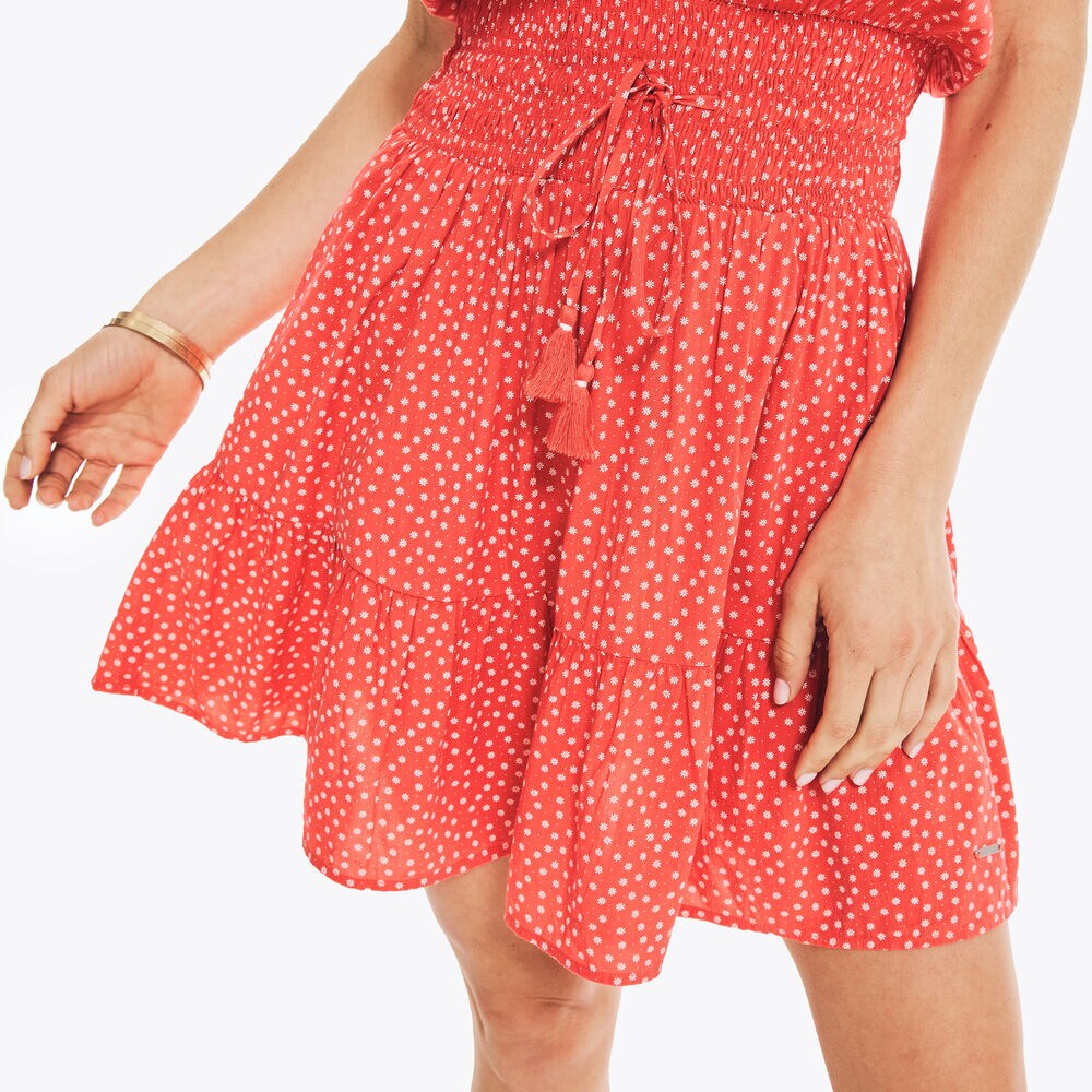 SUSTAINABLY CRAFTED PRINTED DRESS ,Tomato,large
