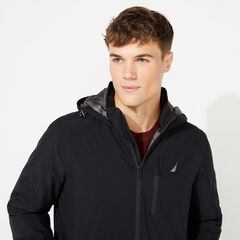 BIG & TALL HOODED ZIP FRONT JACKET,Black,large