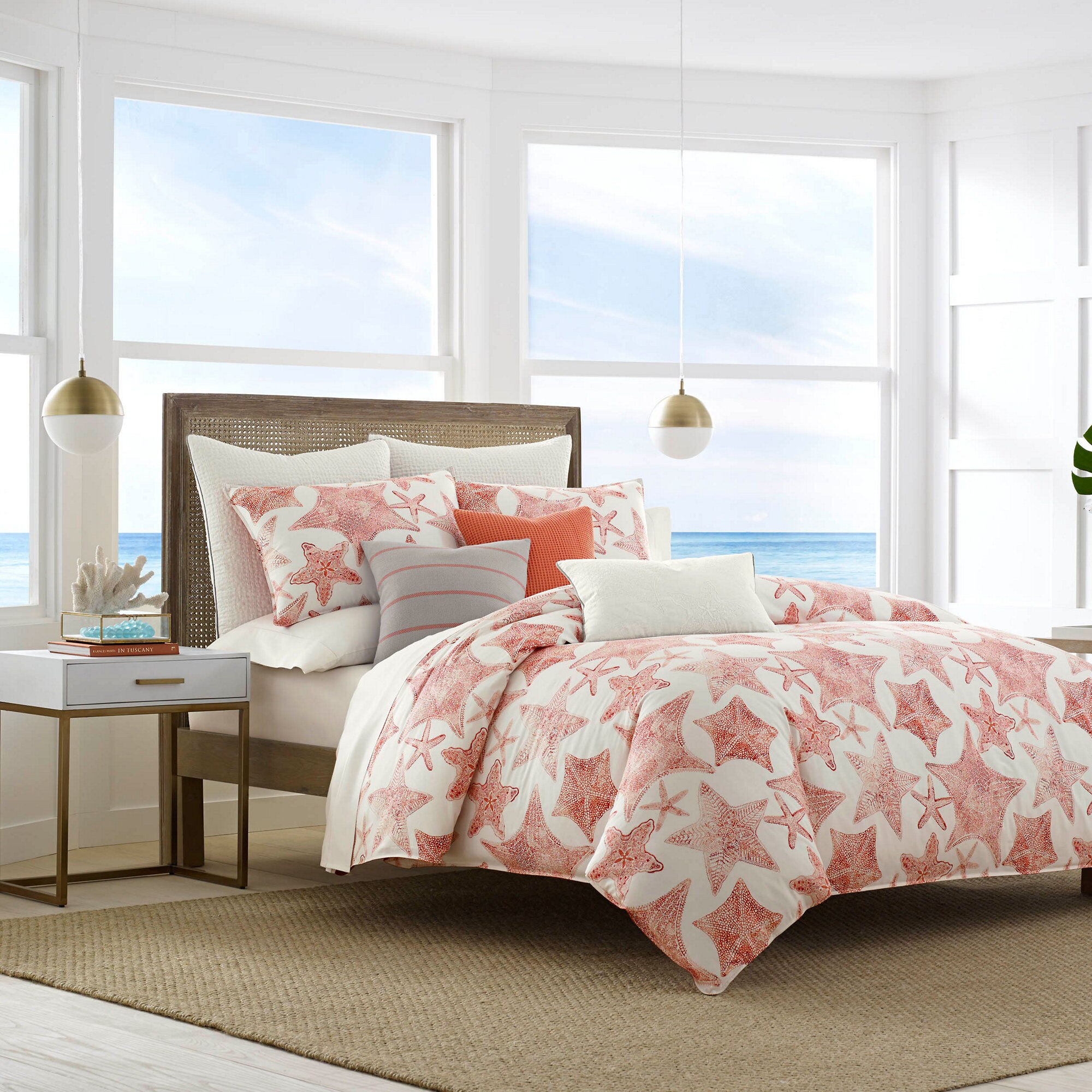 Ripple Coral Duvet & Sham Set,Pale Coral,large