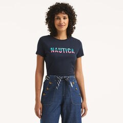 Ocean Vibe Logo Graphic T-Shirt,Stellar Blue Heather,large