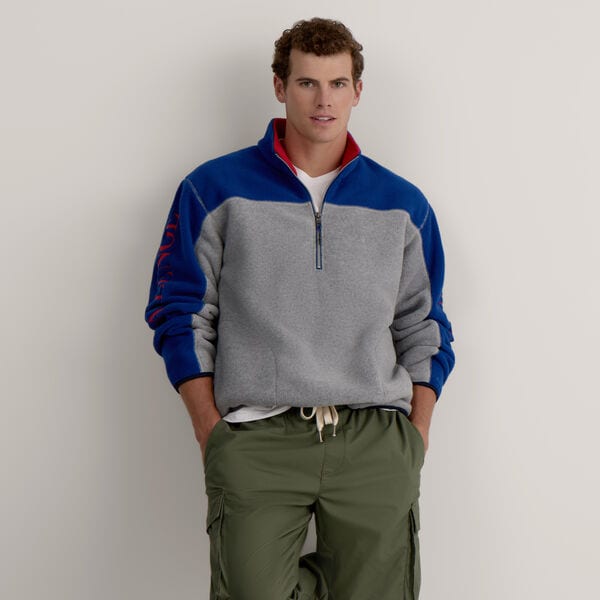 Color Blocked Logo Quarter-Zip Fleece