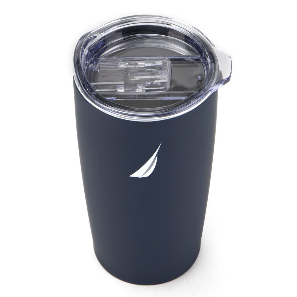 BRAND ICON DOUBLE-WALLED STAINLESS STEEL TRAVEL TUMBLER,Navy,large