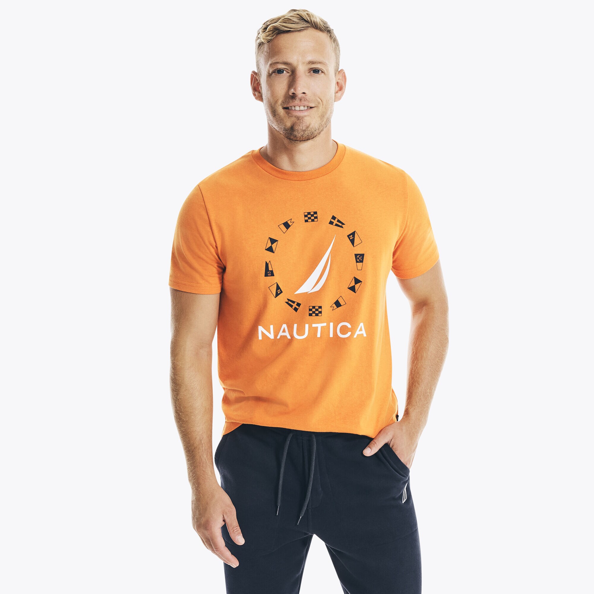 SUSTAINABLY CRAFTED FLAG GRAPHIC T-SHIRT,Fireside,large