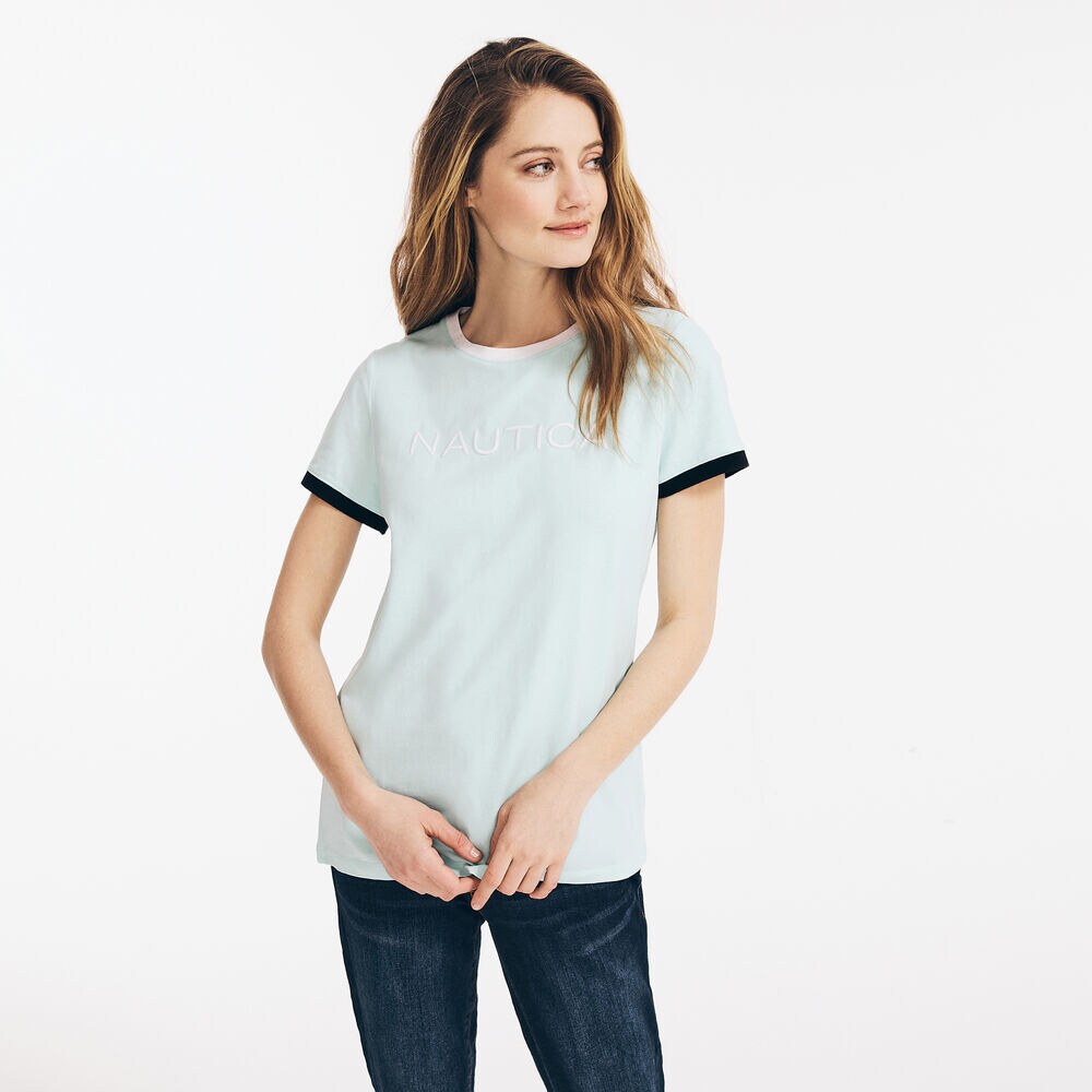 COLORBLOCK LOGO T-SHIRT,Aqua Splash,large