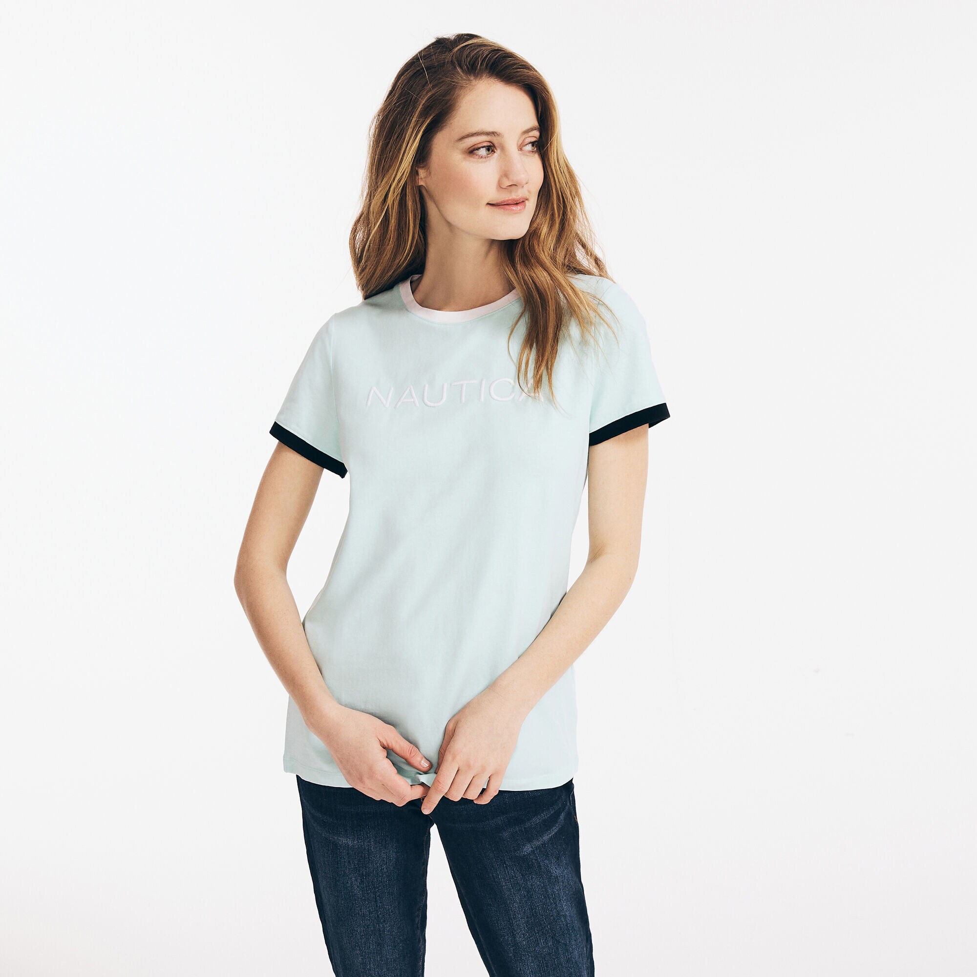 COLORBLOCK LOGO T-SHIRT,Aqua Splash,large