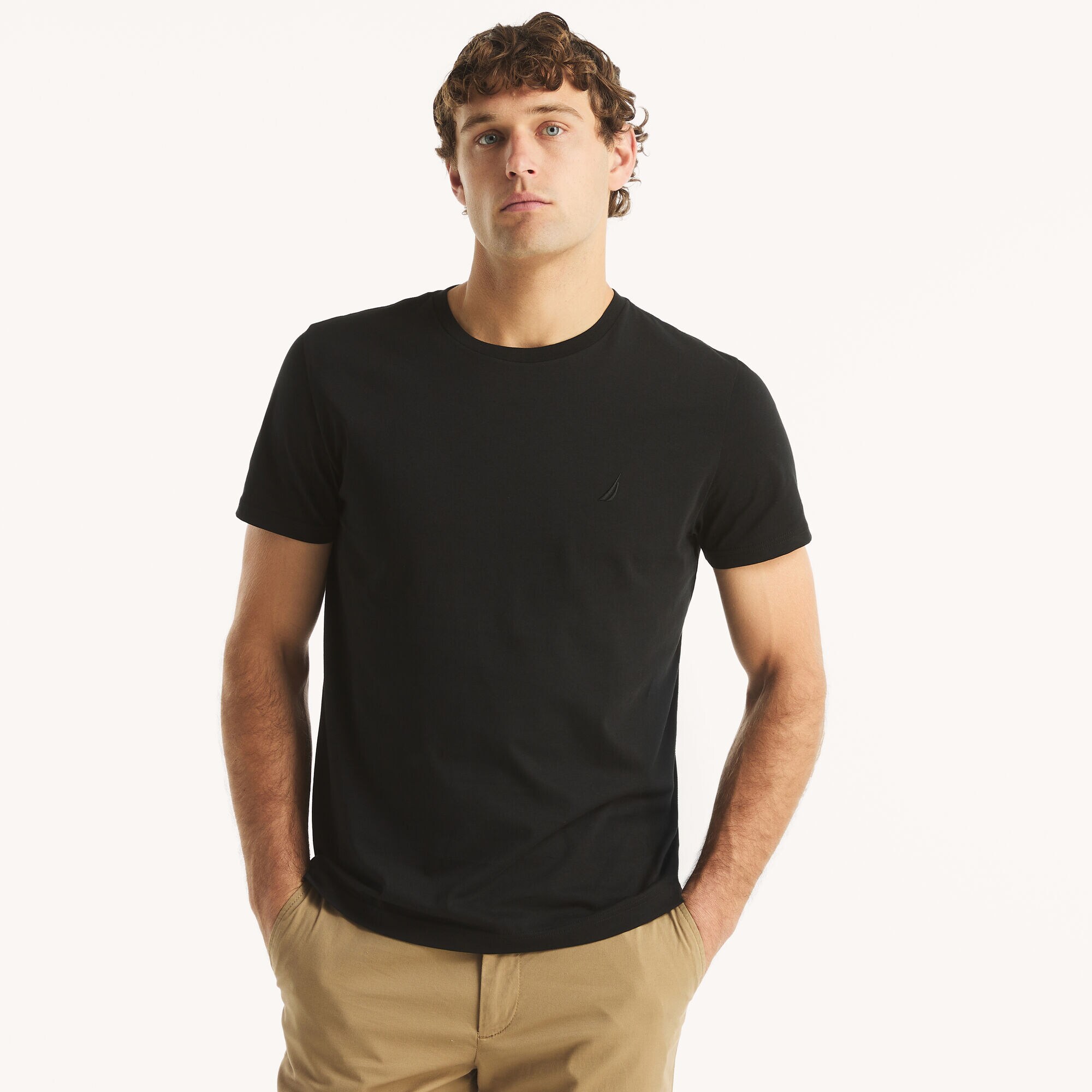 Crewneck Deck T-Shirt,True Black,large