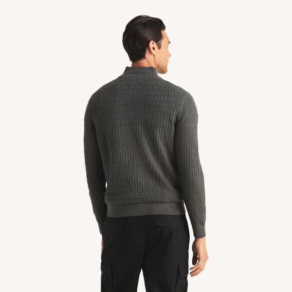Textured Logo Quarter-Zip Sweater