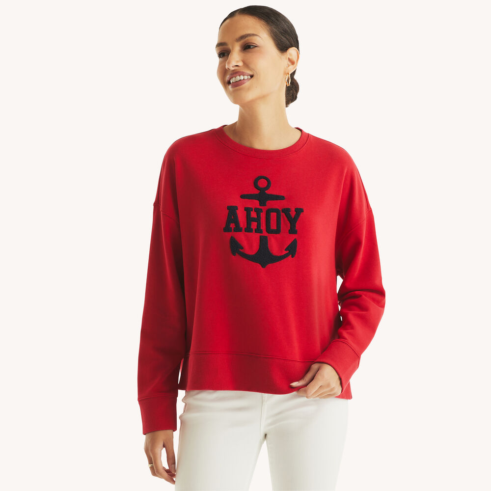 Graphic Crewneck Sweatshirt,Rogue Red,large