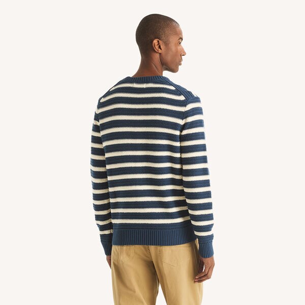 Textured Striped Crewneck Sweater