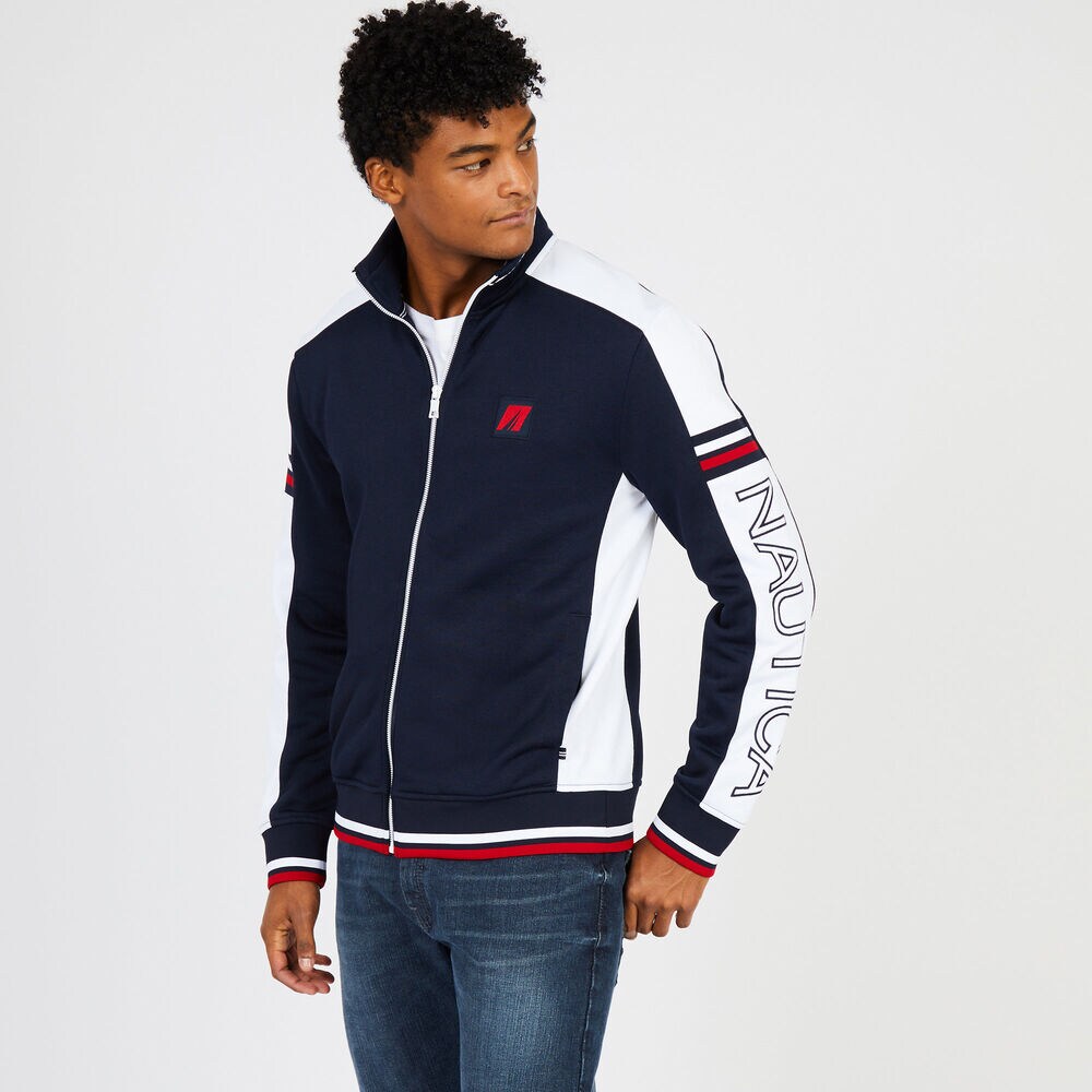 Retro Stripe Track Jacket,Navy,large