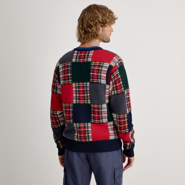 Patchwork Jacquard Crewneck Sweater