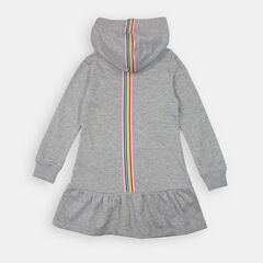 LITTLE GIRLS' FRENCH TERRY HOODED SWEATSHIRT DRESS (4-7),Grey Heather,large