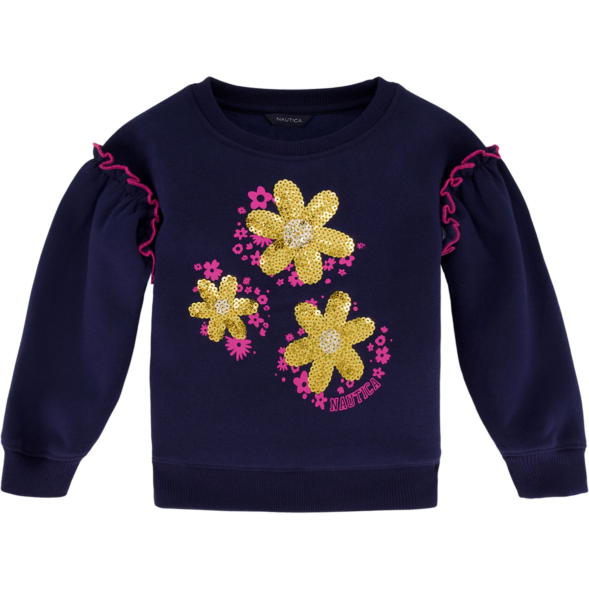 Little Girls' Fleece Sweatshirt (4-6X),Navy,large