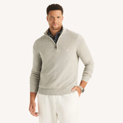 Big & Tall Marled Quarter-Zip Sweater,Sail White,large