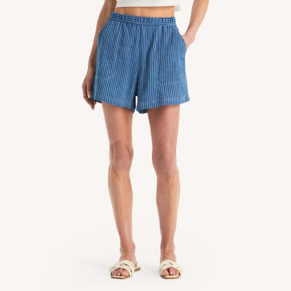 Striped Crinkle Pull-On Short