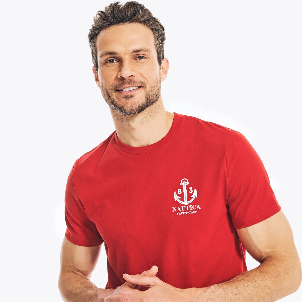 SUSTAINABLY CRAFTED YACHT CLUB GRAPHIC T-SHIRT,Nautica Red,large
