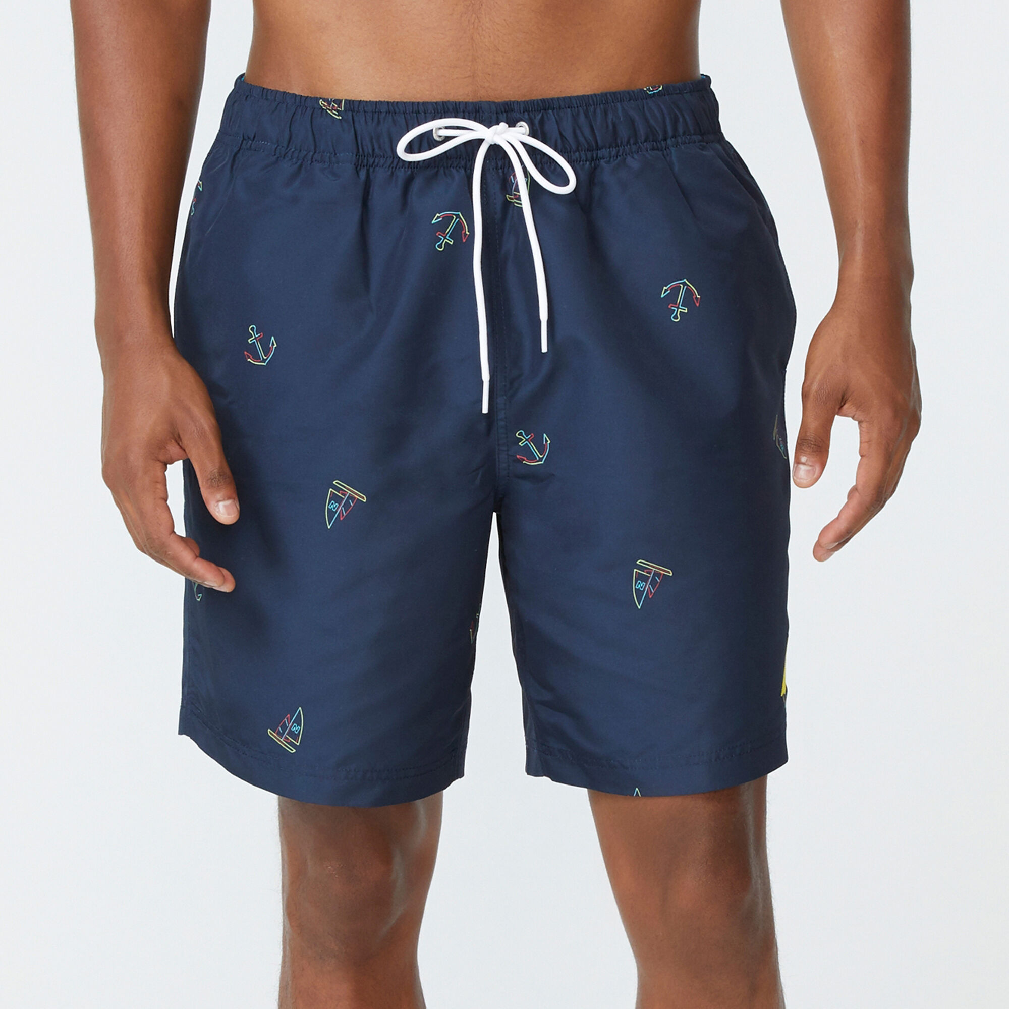 8" ICON PRINT SWIM,Navy,large