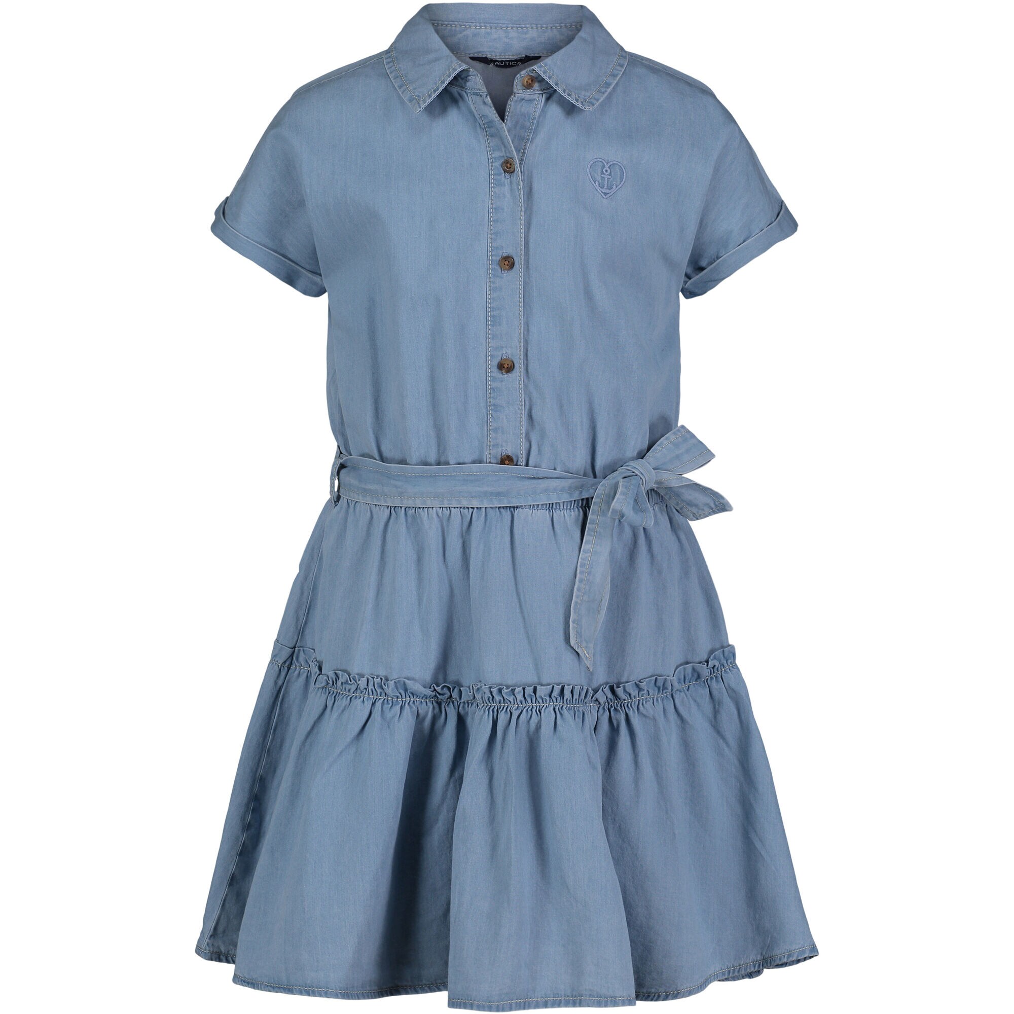 Girls' Denim Dolman Sleeve Dress (7-16),Green,large