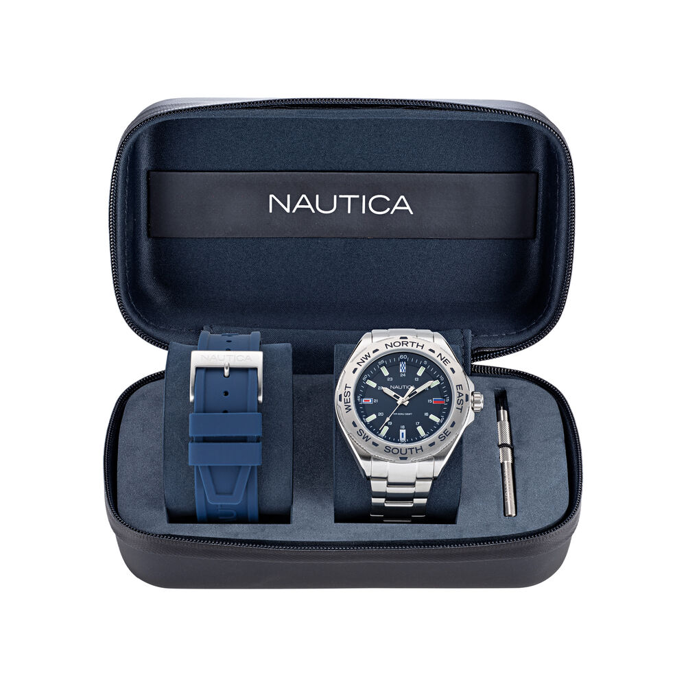 Clearwater Beach Recycled Stainless Steel And Silicone Watch Box Set,Multi,large