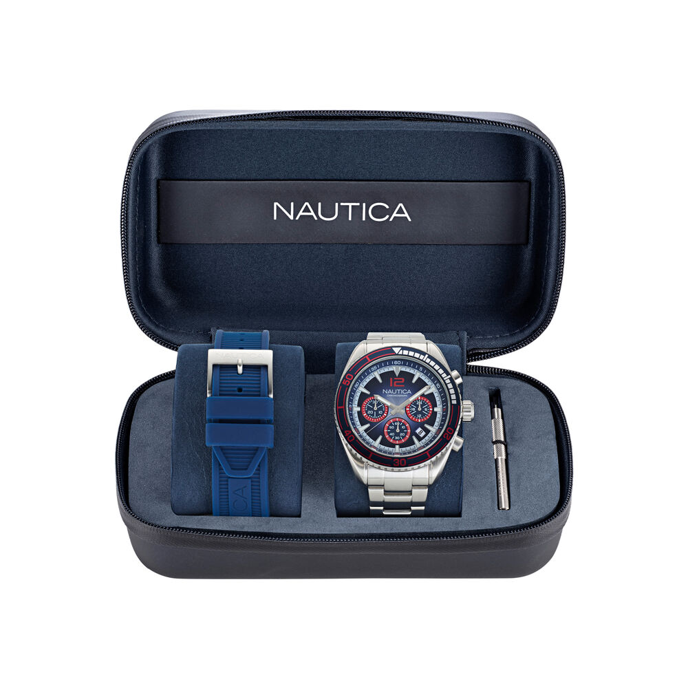 Key Biscane Stainless Steel And Silicone Watch Box Set,Multi,large