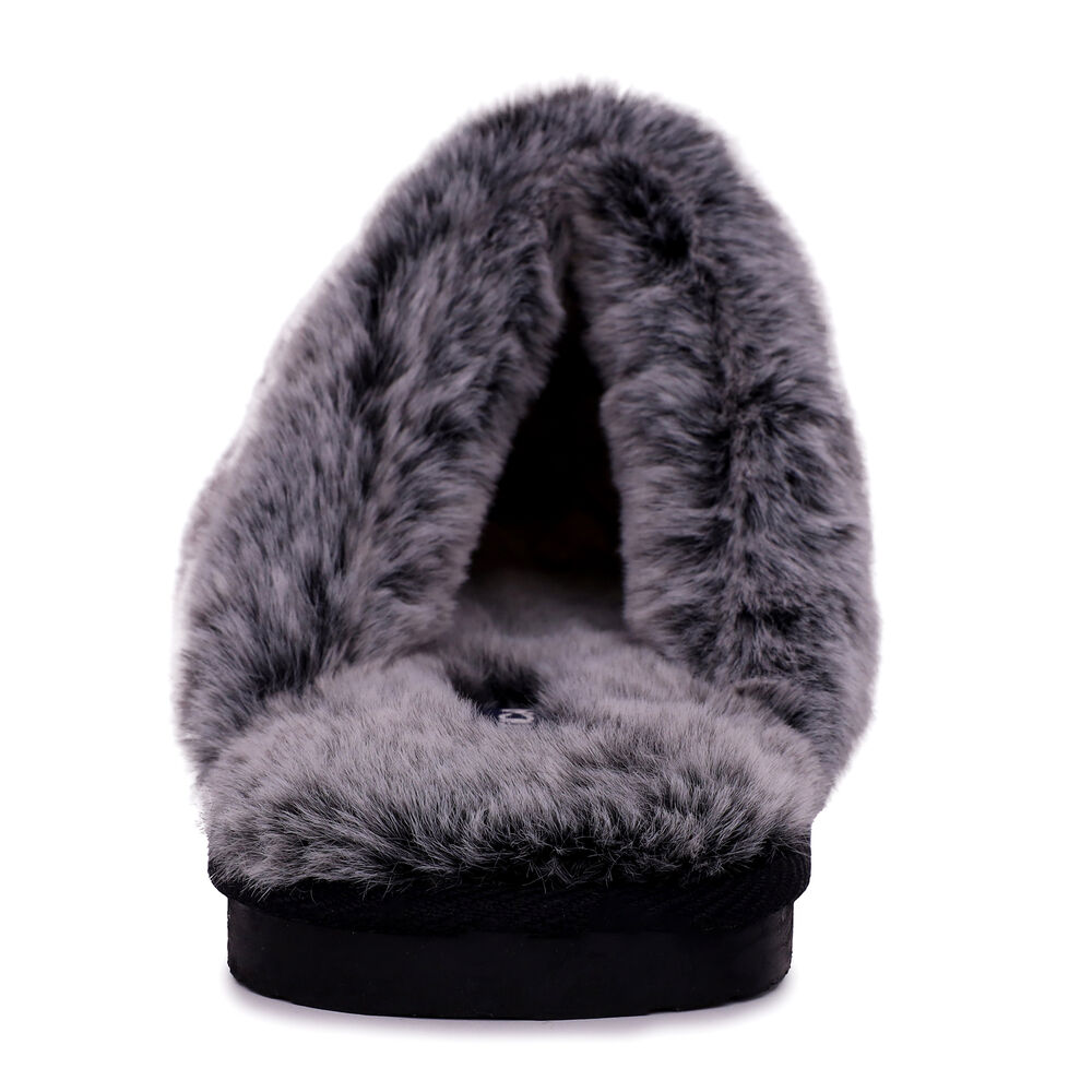 Faux-Fur-Lined Slipper,Black,large