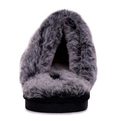 Faux-Fur-Lined Slipper,Black,large