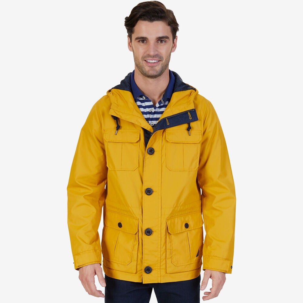 Lightweight Hooded Nylon Jacket,Yellow,large
