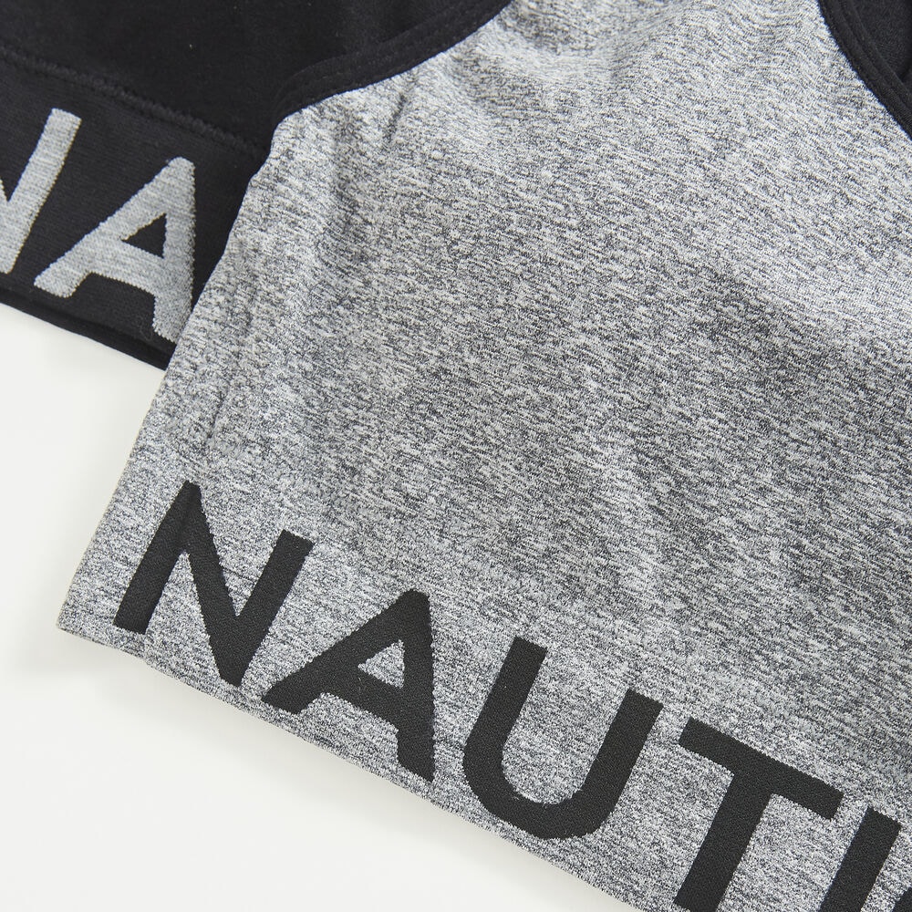 LOGO GRAPHIC SPORTS BRA, 2-PACK,Grey Heather,large