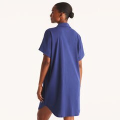 Sleep Shirt Dress,Ice Blue,large
