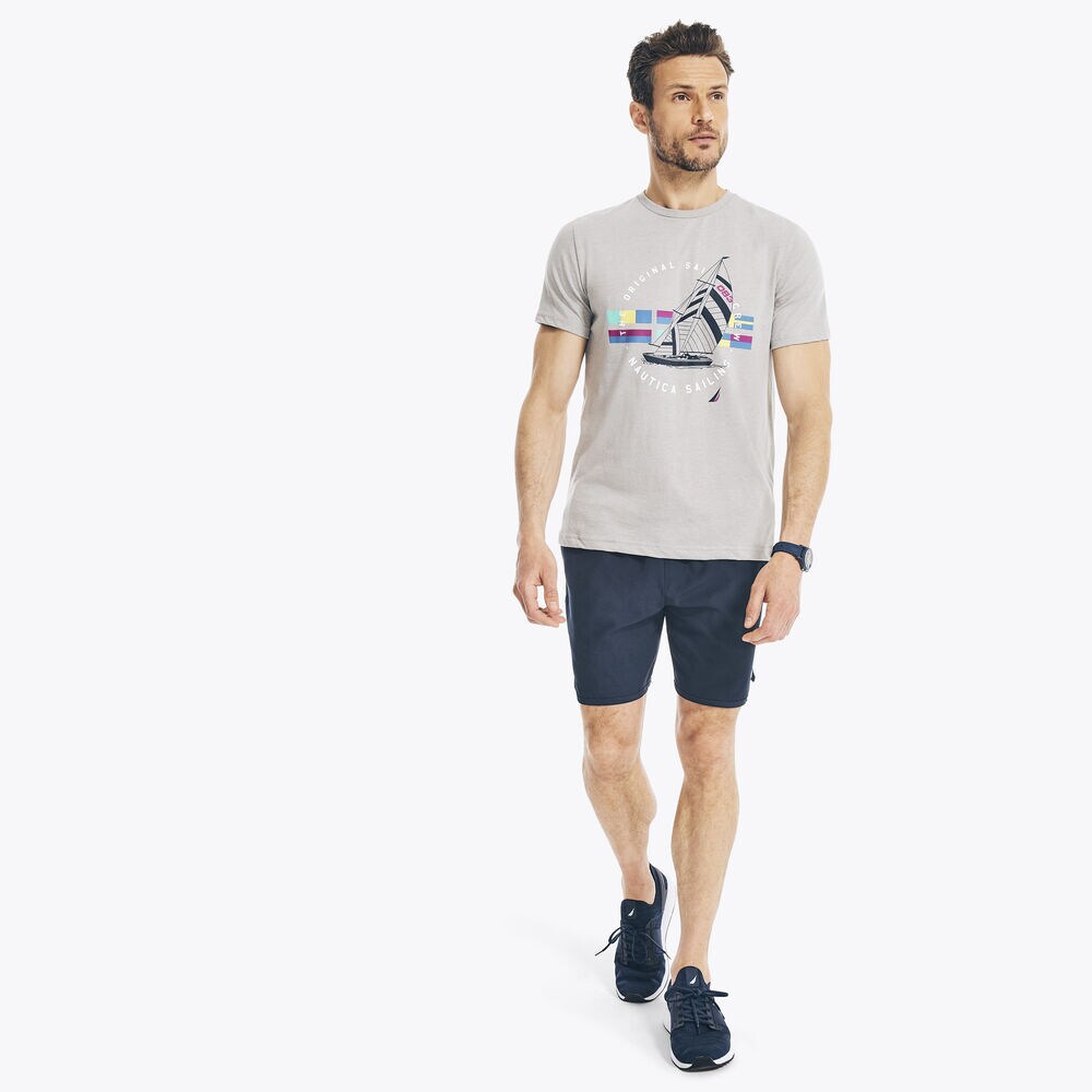 SAILBOAT GRAPHIC T-SHIRT,Grey Heather,large