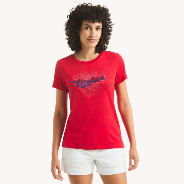 Rhinestone Bright Heart Graphic T-Shirt