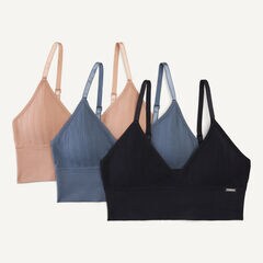 Stonewashed Lounge Bra, 3-Pack,Workshirt Blue,large