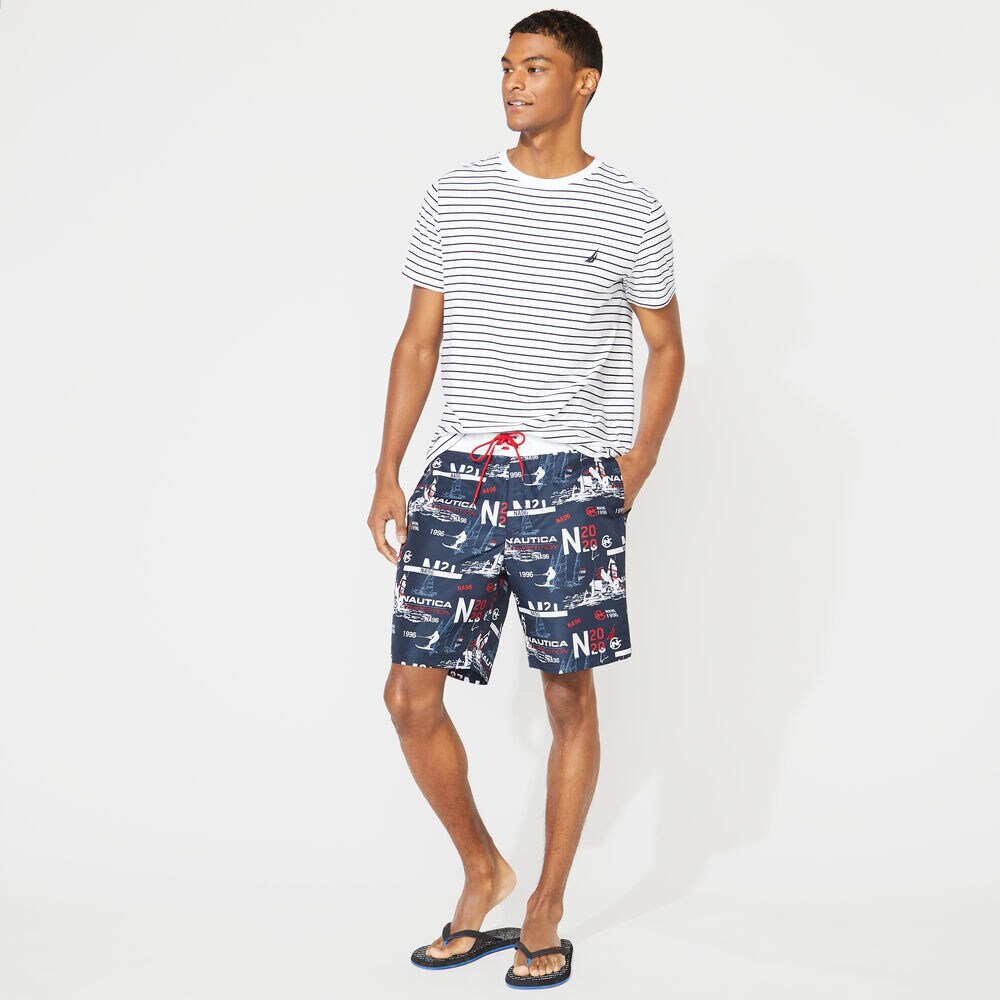 8" COMPETITION PRINT QUICK-DRY SWIM,Navy,large