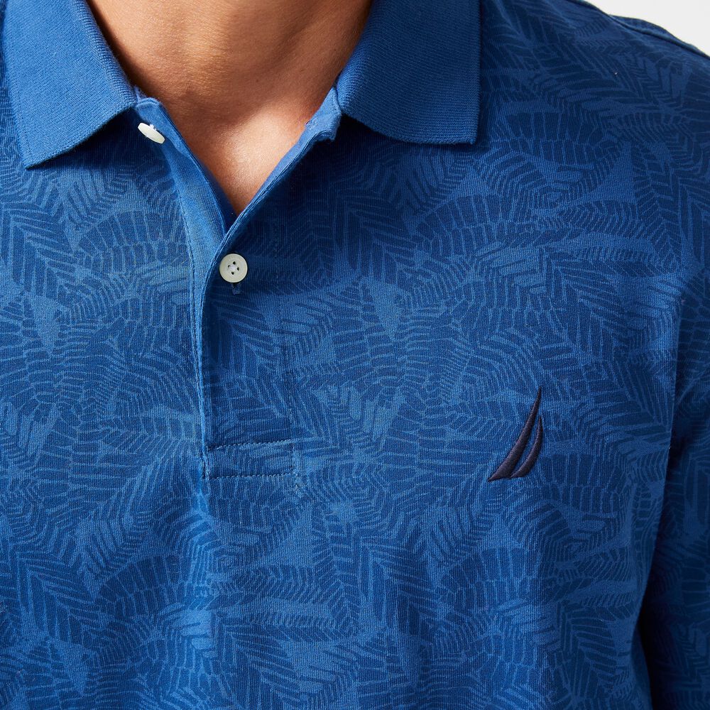 CLASSIC FIT LEAF PRINT LONG-SLEEVE POLO,Pure Adriatic Sea Wash,large