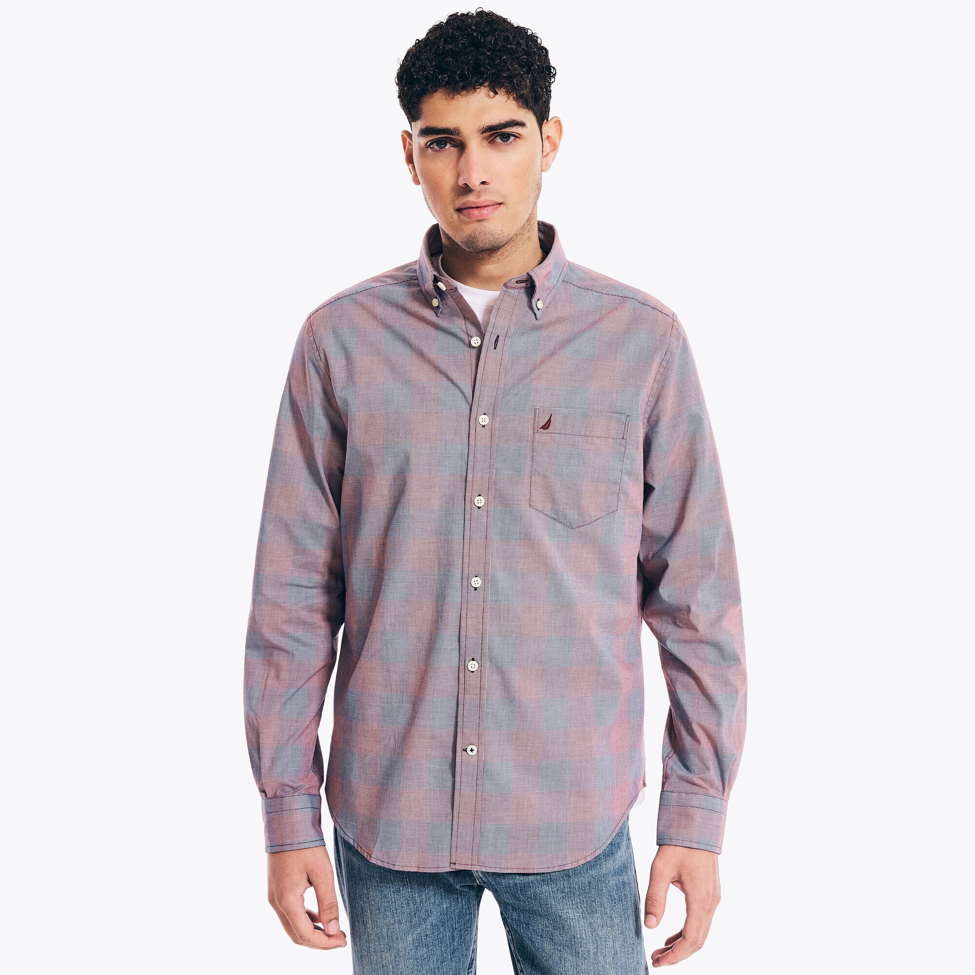 PLAID OXFORD SHIRT,Lotus,large