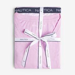 NAUTICA SIGNATURE STRIPED SHORT SLEEVE PAJAMA SET,Deep Fuschia,large
