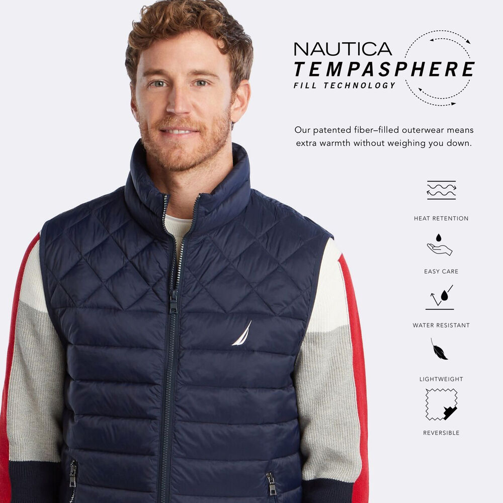 LIGHTWEIGHT TEMPASPHERE QUILTED VEST,Navy,large