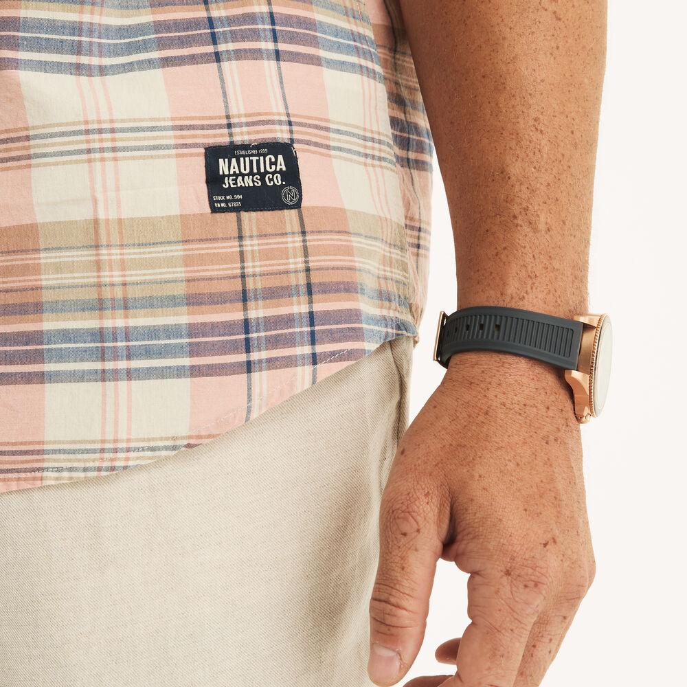 Big & Tall Nautica Jeans Co. Madras Plaid Short-Sleeve Shirt,Pink Clay,large