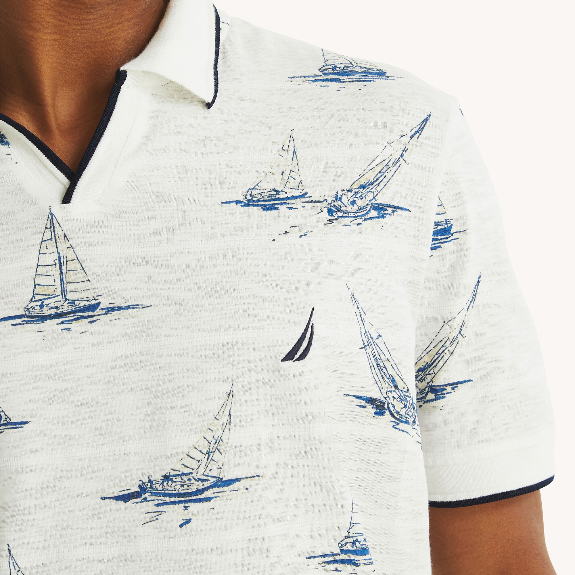 Classic Fit Printed Polo,Bright White,large